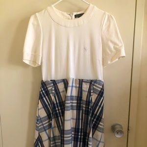 Elegant dress white+ plaid, Elaine